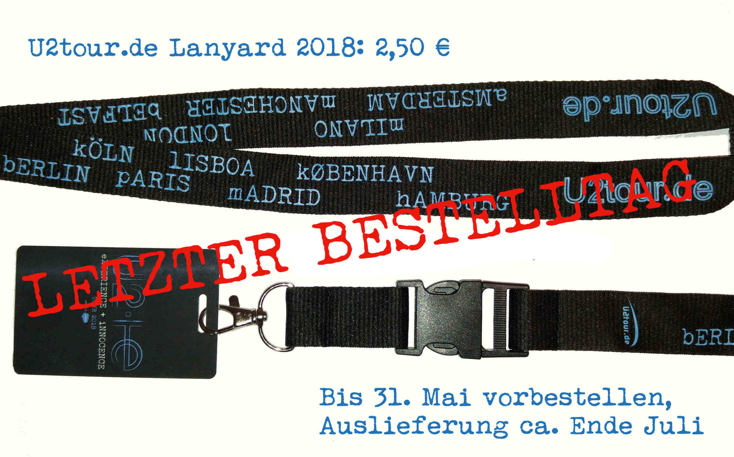 Bild zu: U2tour Lanyard: Heute LETZTER Bestelltag!