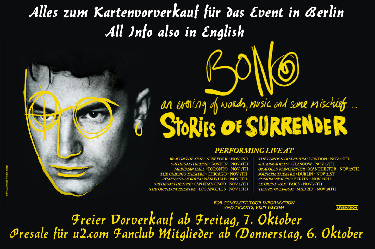 Bild zu: Alles zum Event mit Bono in Berlin (Vorverkauf, Anreise) - also in English